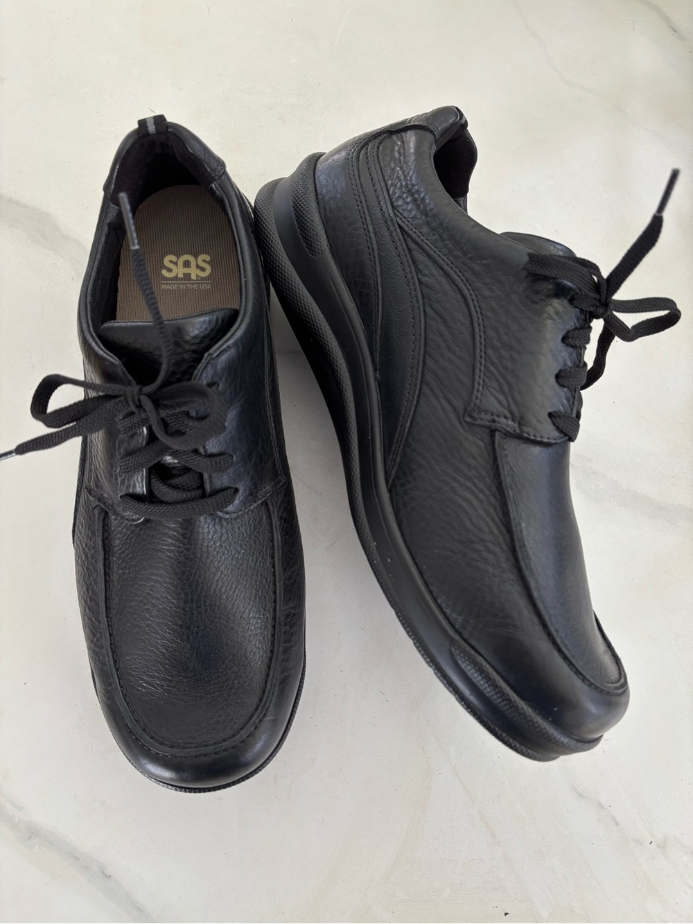 SAS Move On Lace Up Walking Shoes Oxfords Loafers Black Leather Comfort 12.5 WW
